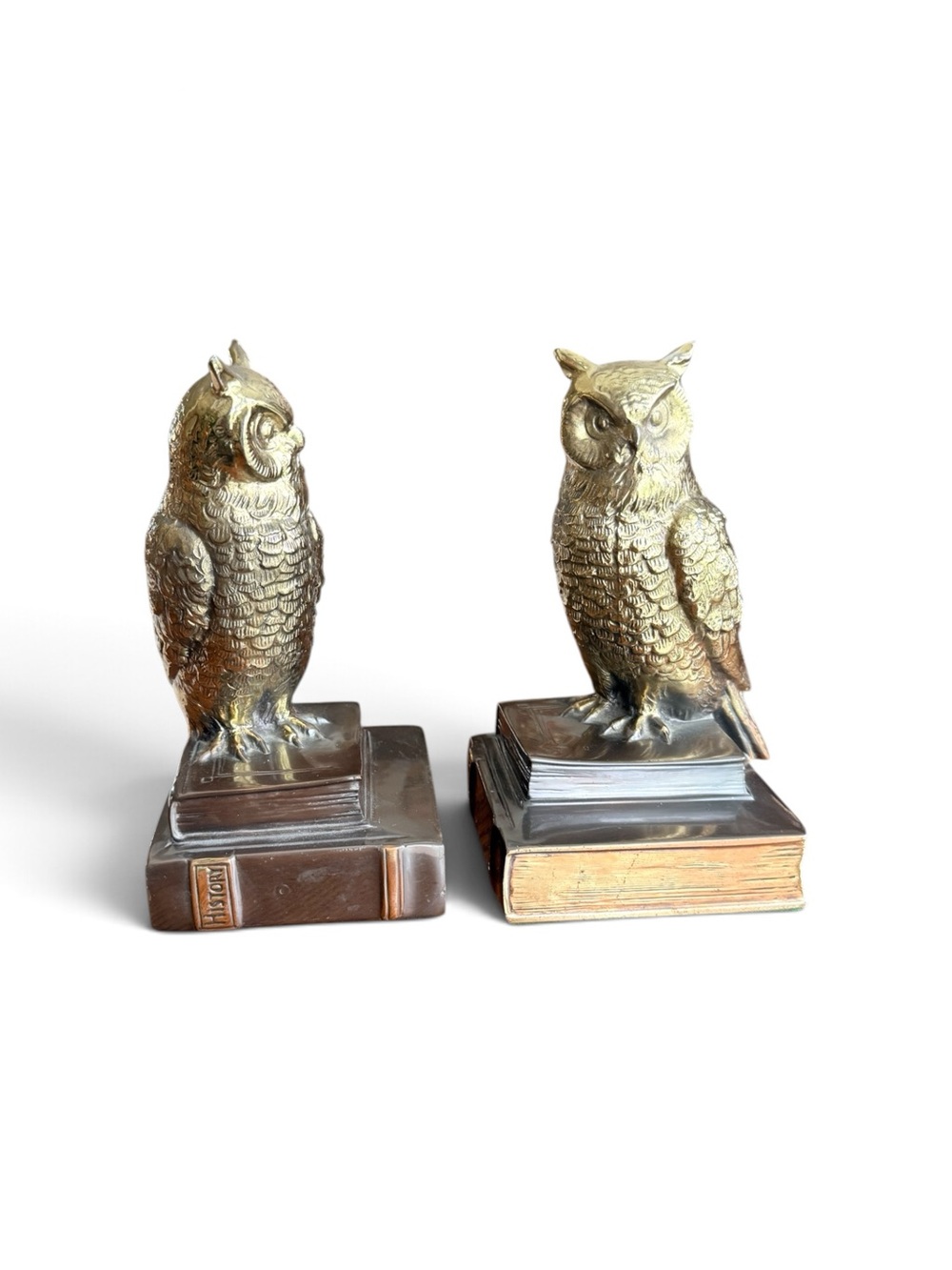 Mid century modern Brass Owl Bookend Pair - Picture 14 of 16
